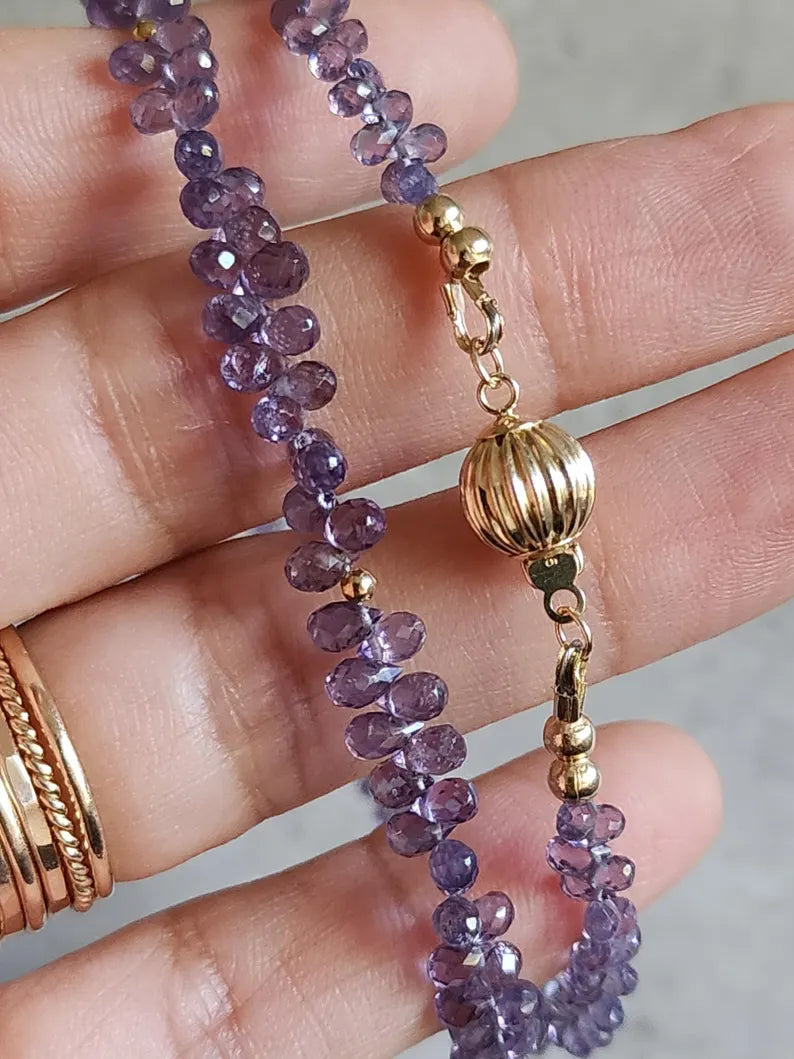 Purple Sapphire Drop Necklace