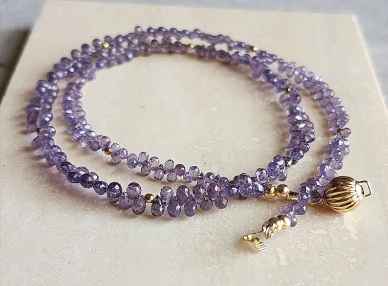 Purple Sapphire Drop Necklace