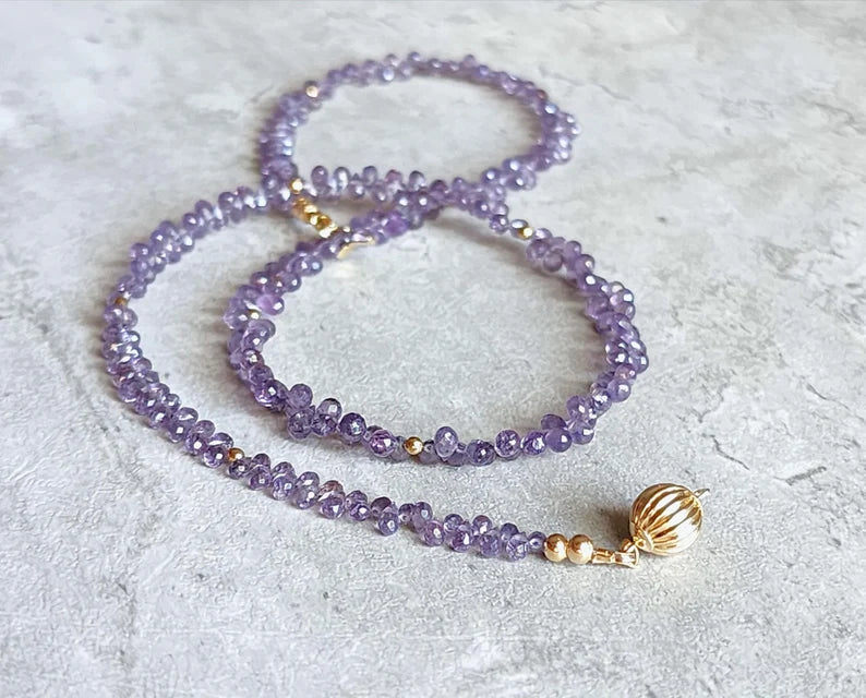 Purple Sapphire Drop Necklace