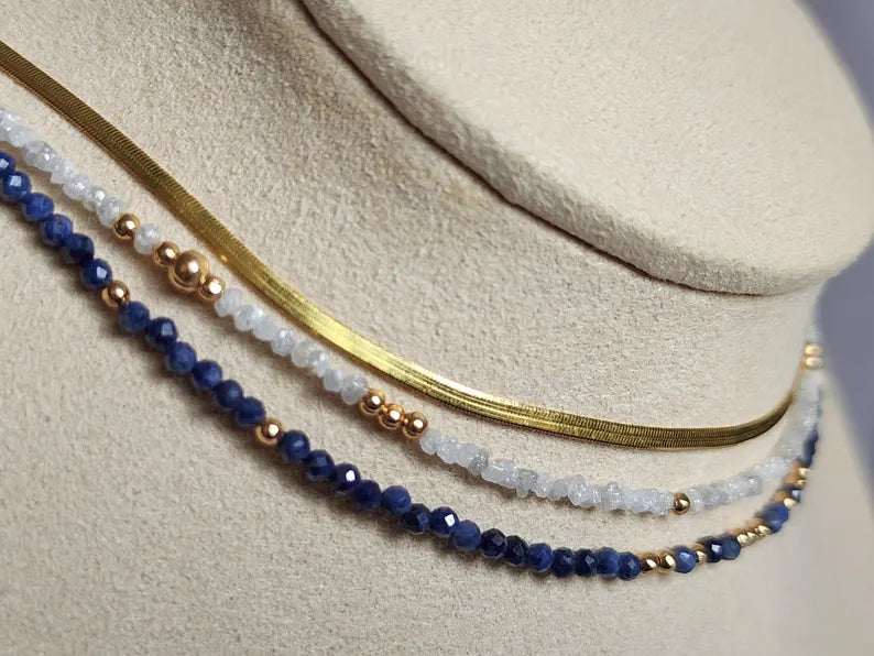 Blue Sapphire Stacking Necklace