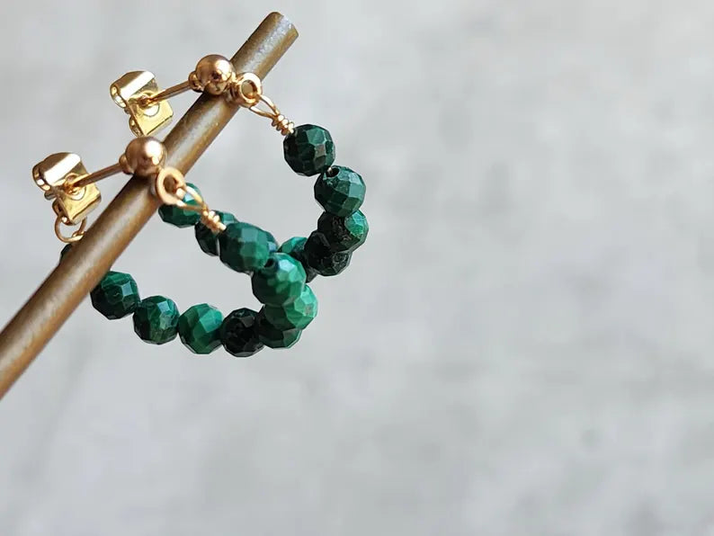 Malachite Mini Hoops Earrings