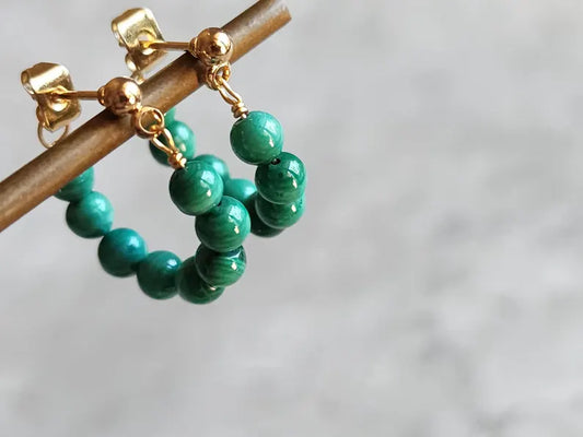 Malachite Mini Hoops Earrings