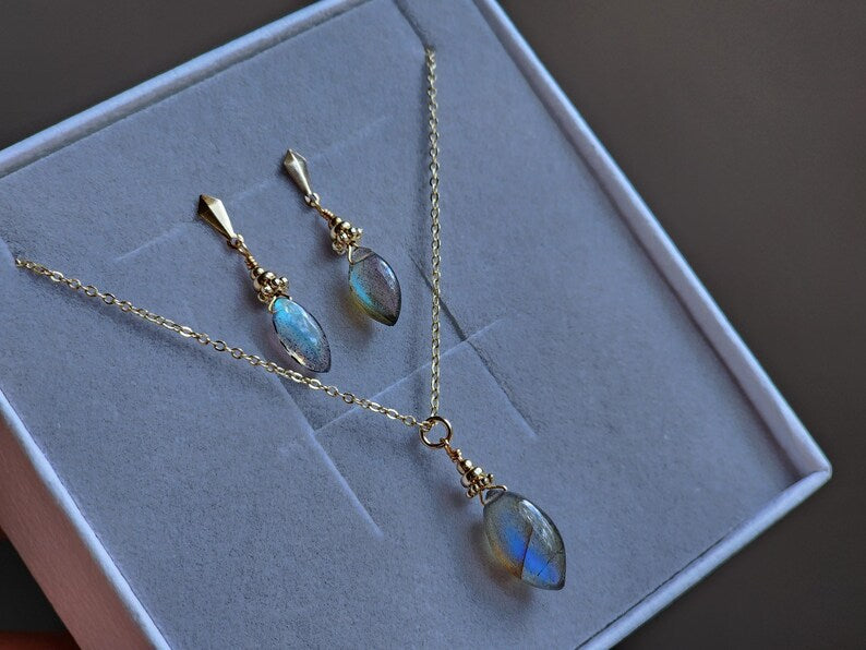 Labradorite Marquise Earrings