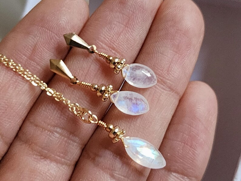 Moonstone Marquise Earrings