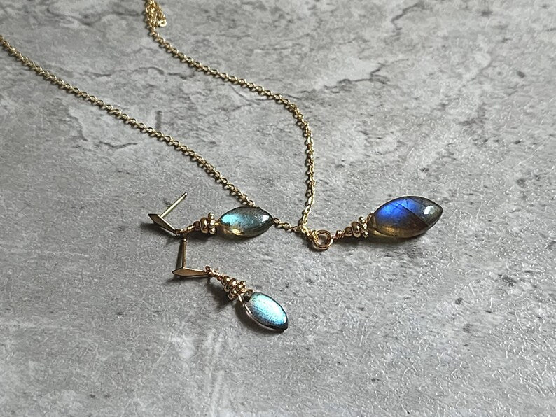 Labradorite Marquise Earrings
