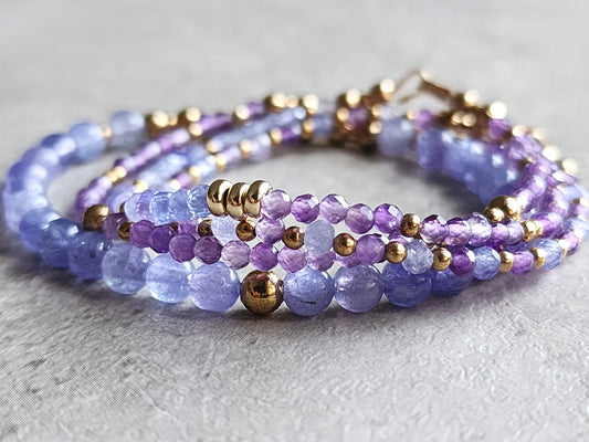 Amethyst Tanzanite Stacking Bracelet Set