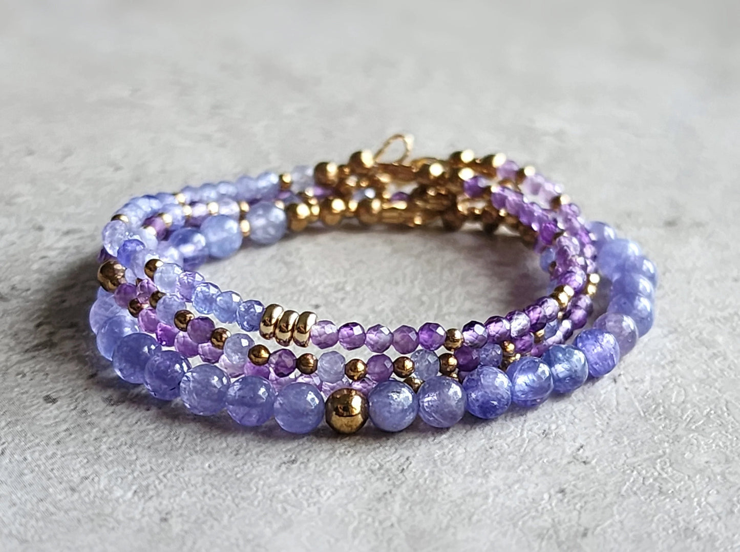 Amethyst Tanzanite Stacking Bracelet Set
