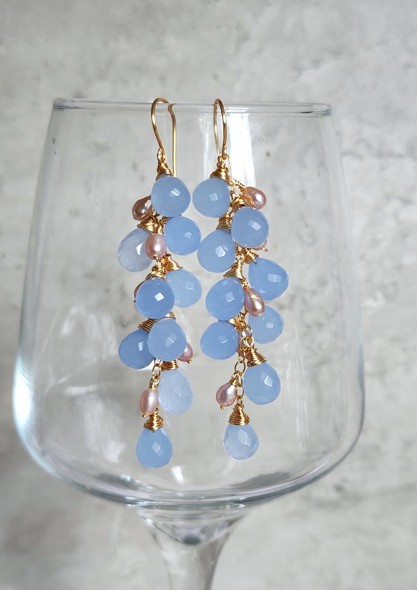 Blue Chalcedony Cascade Earrings