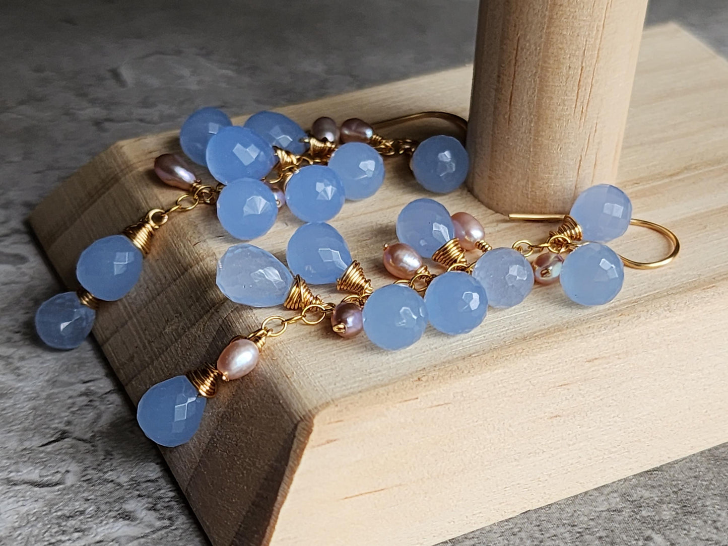 Blue Chalcedony Cascade Earrings