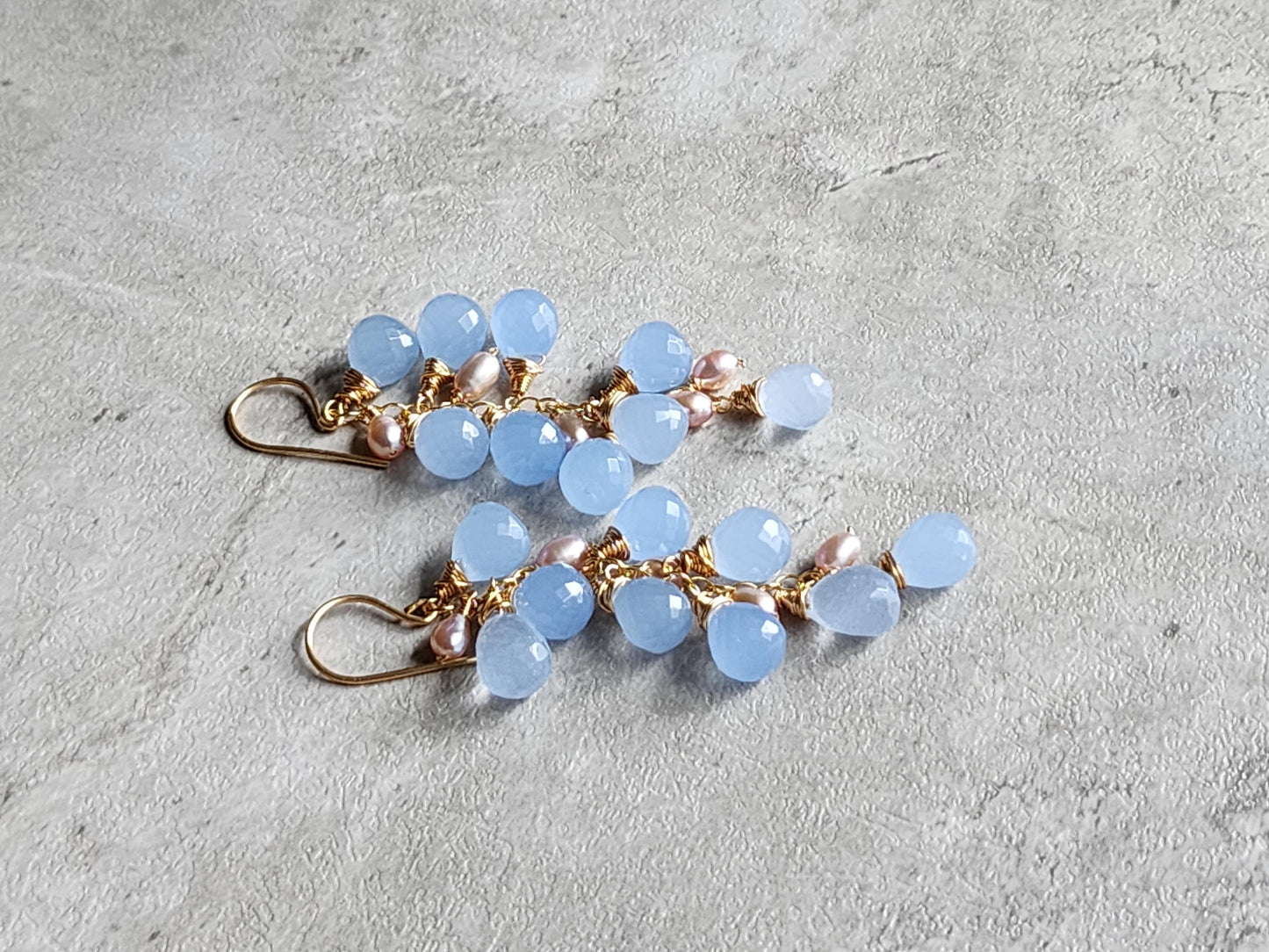 Blue Chalcedony Cascade Earrings