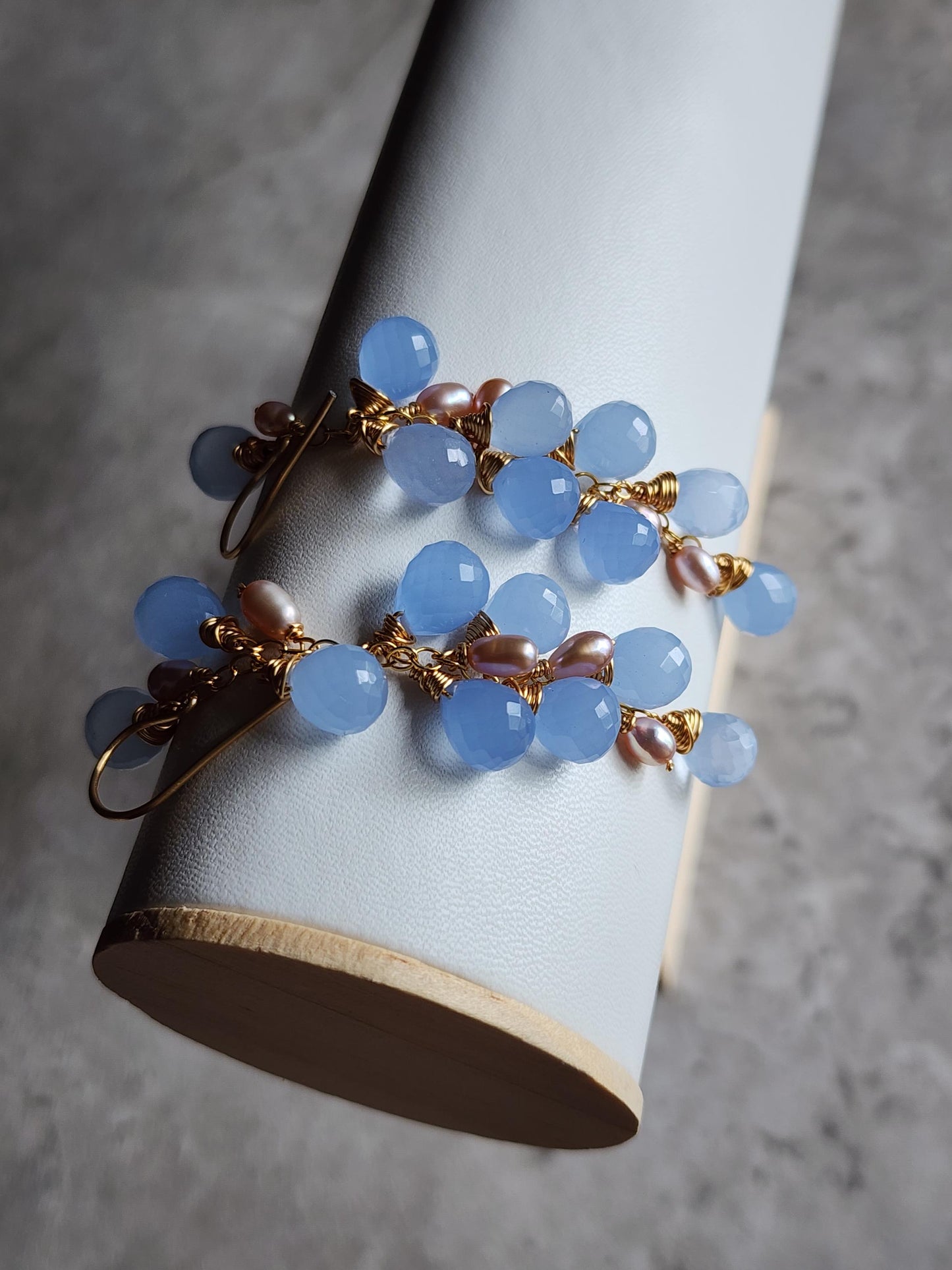 Blue Chalcedony Cascade Earrings