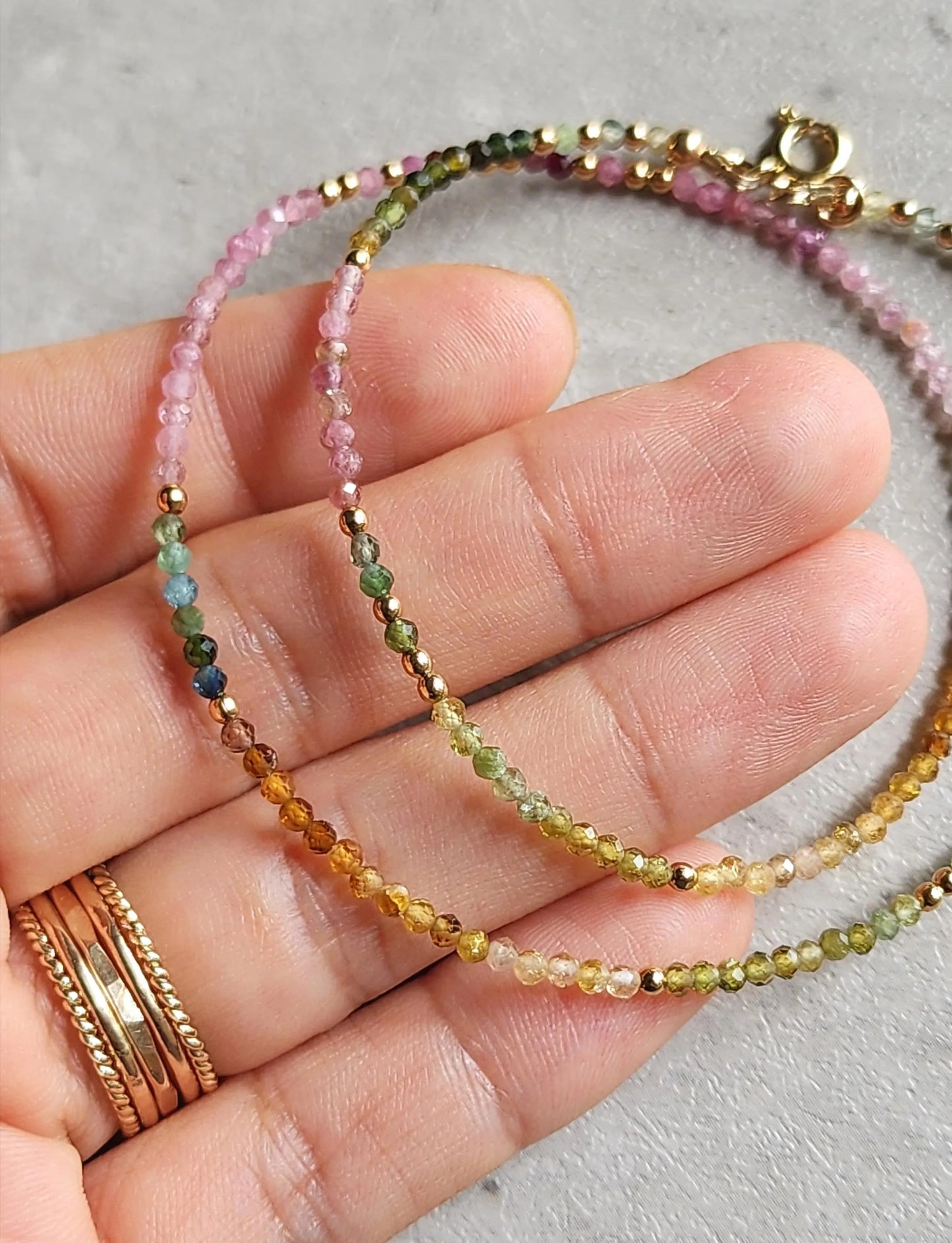 Rainbow Tourmaline Stacking Necklace