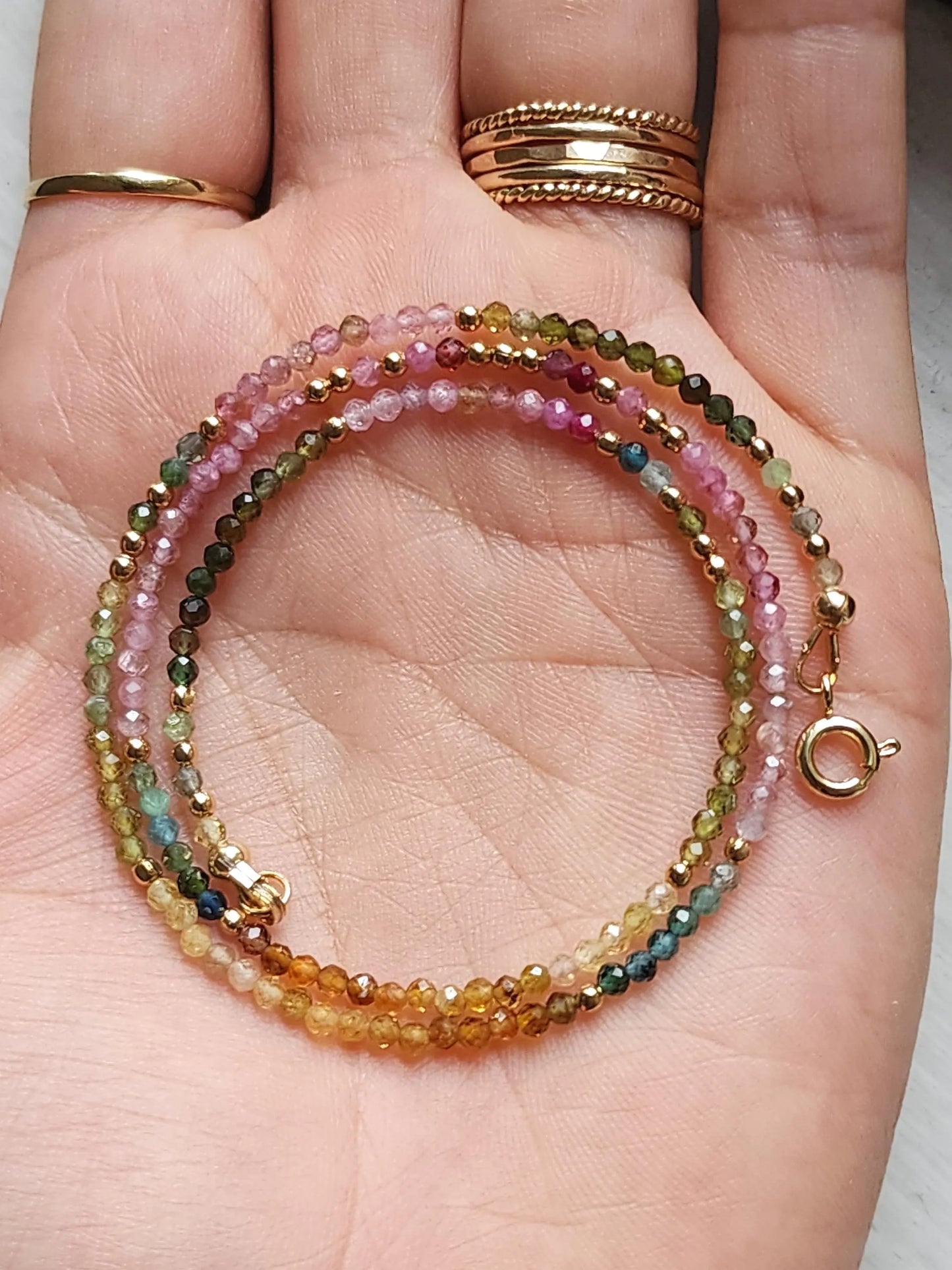 Rainbow Tourmaline Stacking Necklace